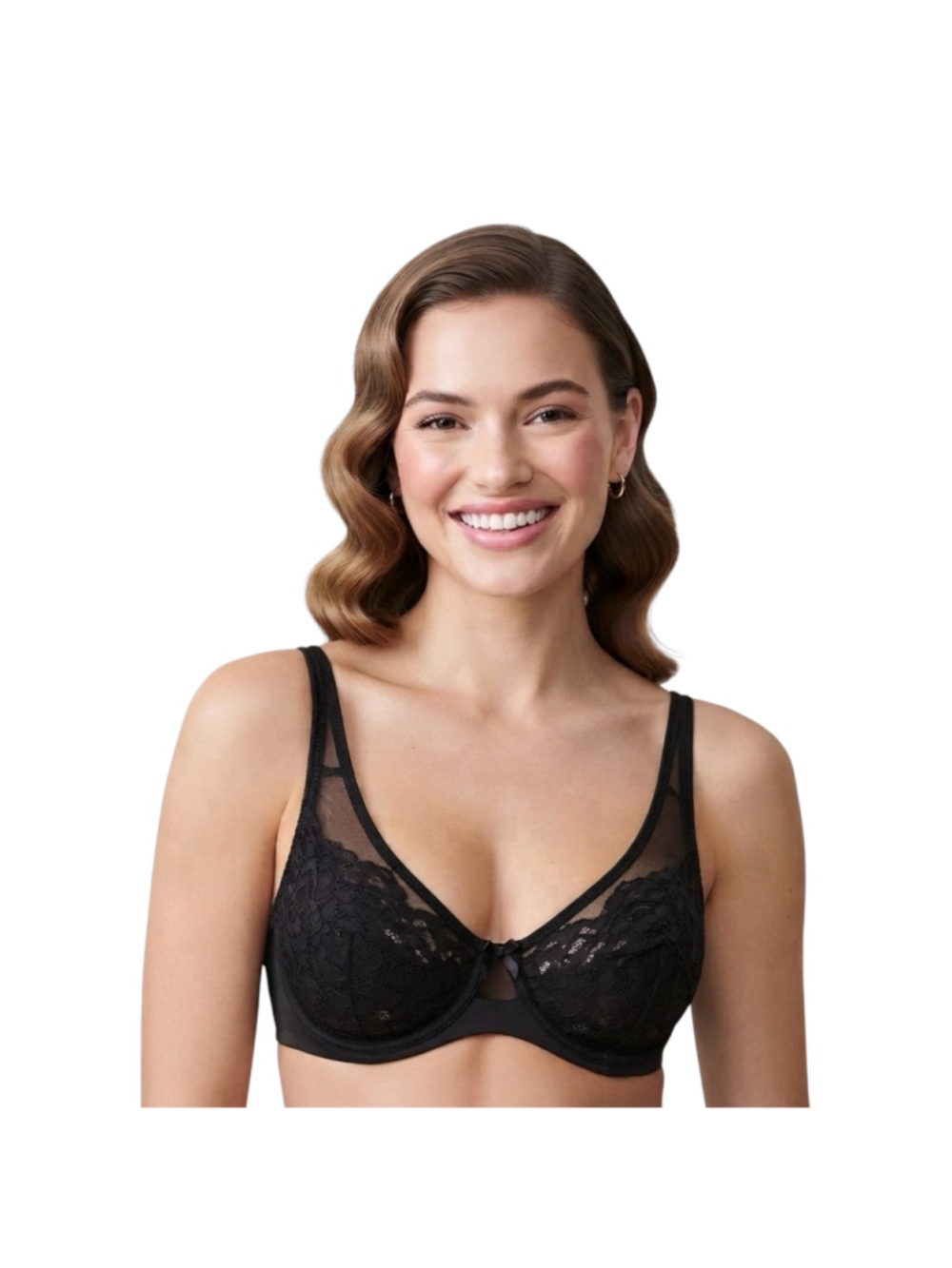 Victoria’s Secret Black Floral Lace Unlined Demi Underwire Bra 34DDD